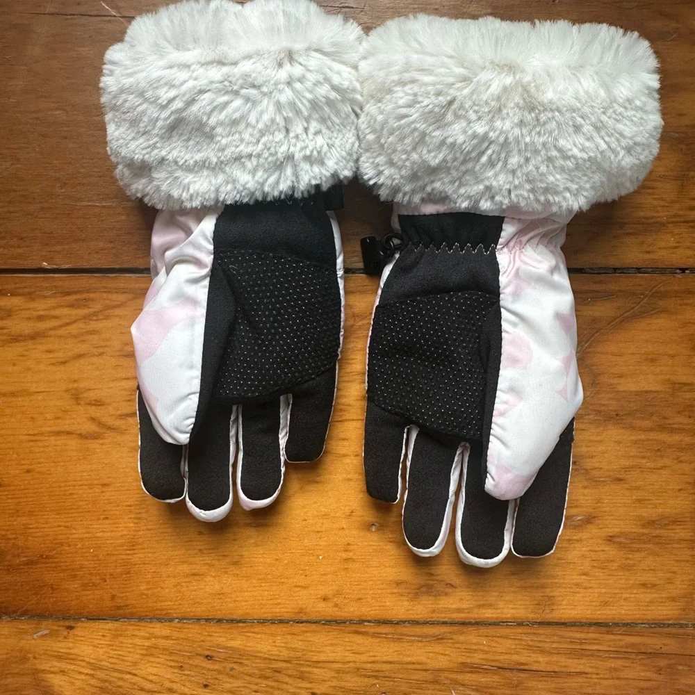 The North Face White and Pink Kids' Gloves
